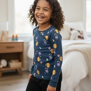 Carter's Blue Pajama Top with Floral Design NWOT